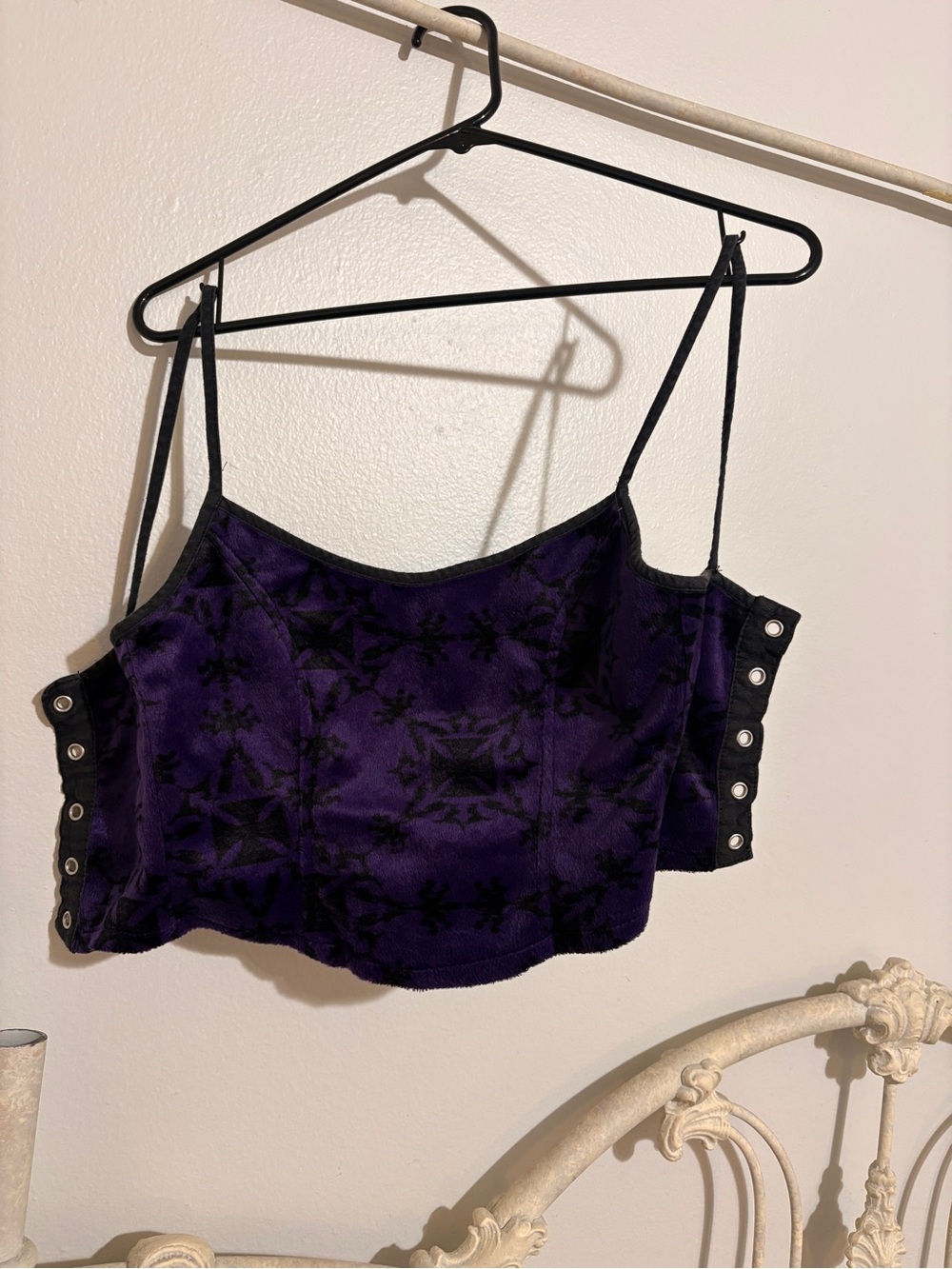 Lip Service corset Iron Cross Velvet Fur